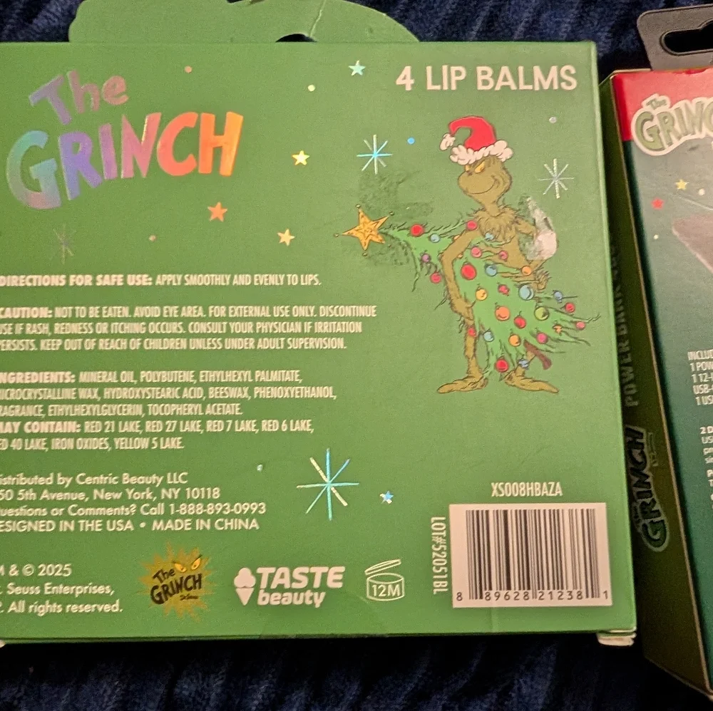 New Grinch Power Bank And Lip Balm